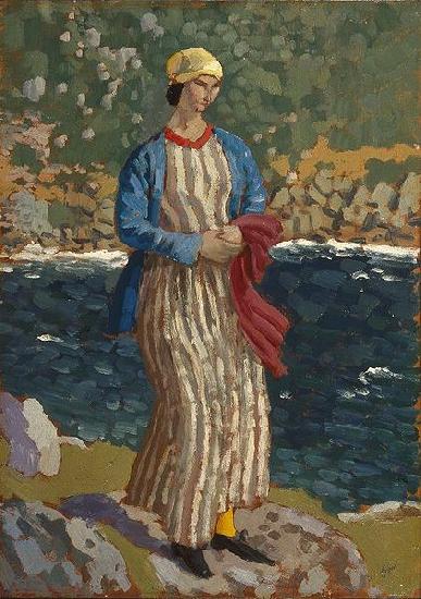 John Augustus Atkinson Woman by a Riverbank France oil painting art